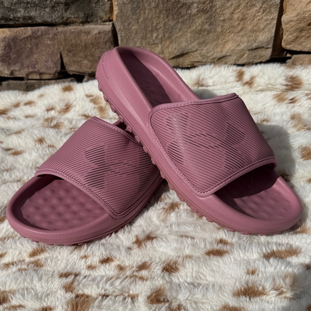 Under Armour “Pink Elixer” slip-on slides NWOB